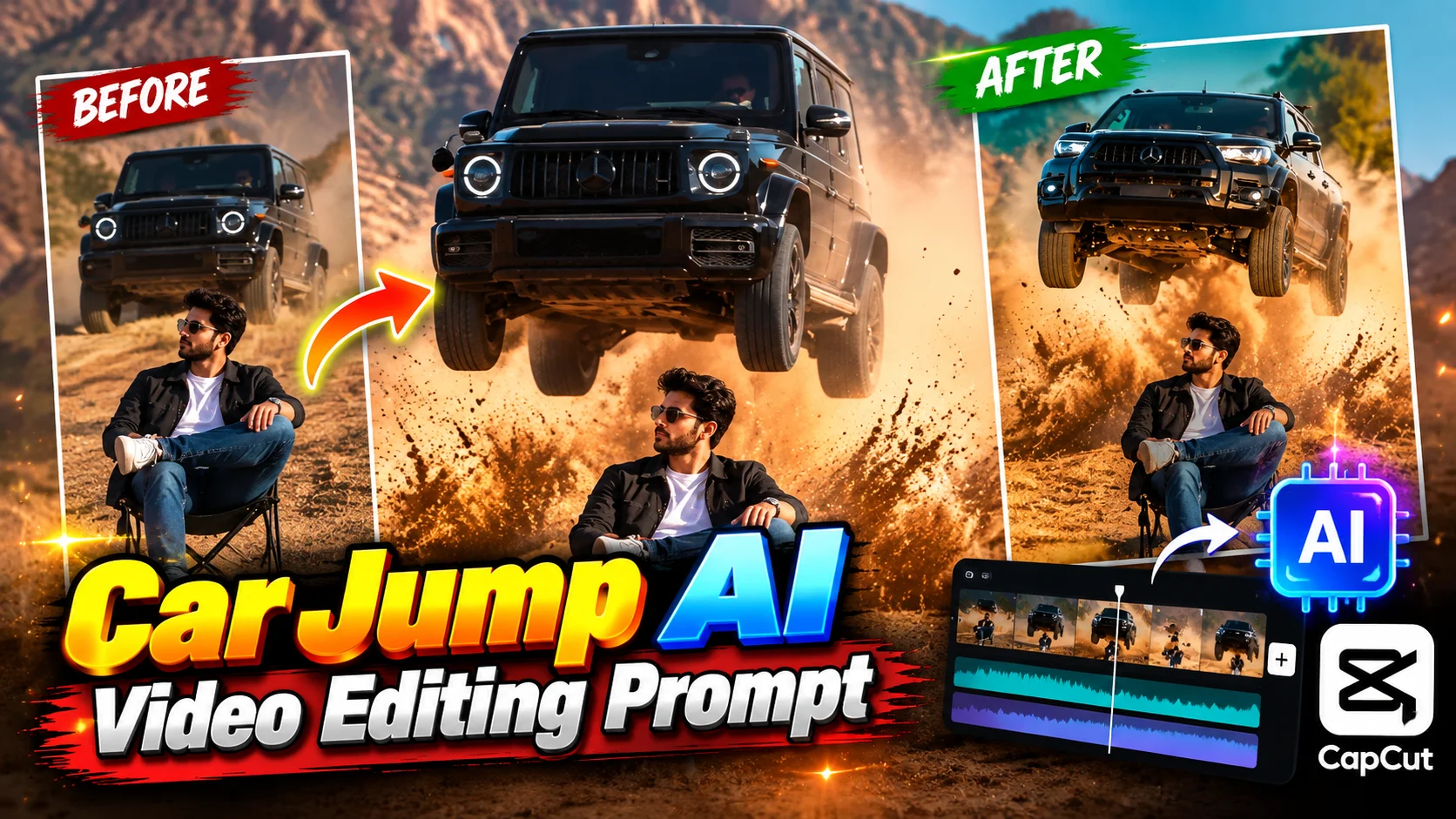 Car jump AI video editing prompt by Editing Prompt